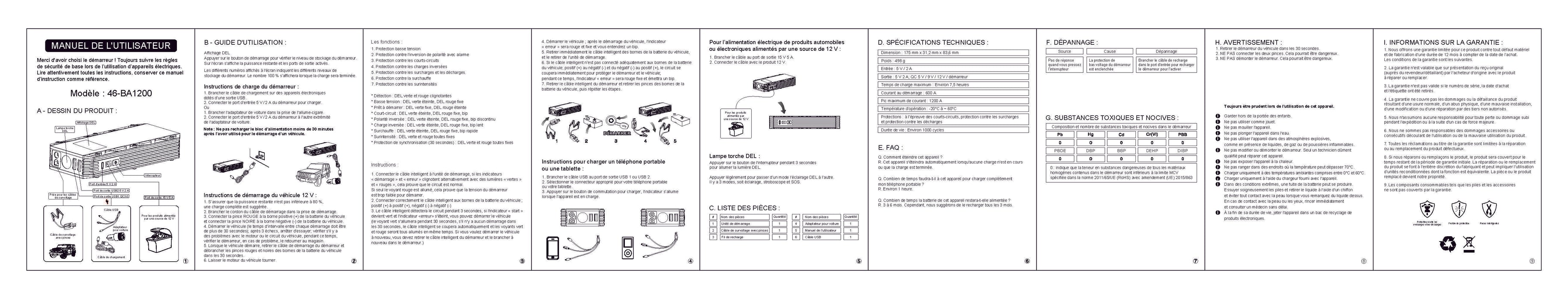 ENSEMBLE BLOC D'ALIMENTATION MULTIFONCTION 1200 AMPÈRES